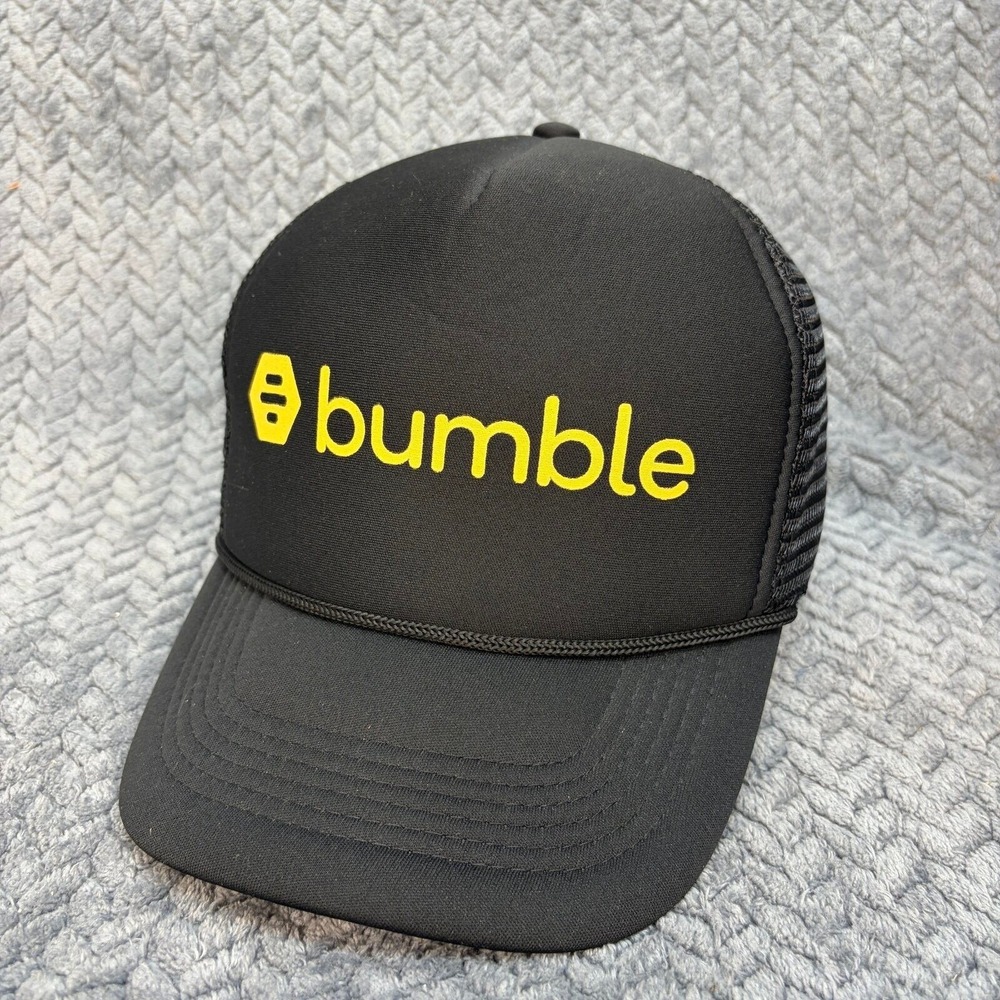 Bumble App Promo Trucker Hat Black Yellow Mesh Snapback Make The First Move Cap